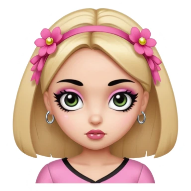 powerpuff girls blossm russian features, beauty, pretty eyes, black eyeliner, pretty bratz baddie sticker