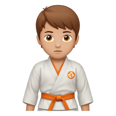 garcon blanc judoka cheveux brun avec ceinture orange sticker
