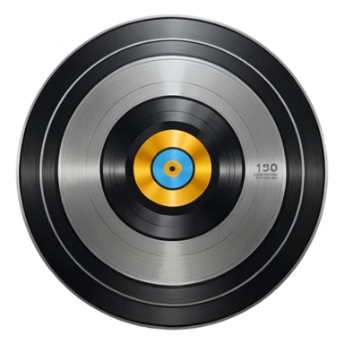 A dark metal platinum music award plaque The center features a relief of a or stylized vinyl record in a slightly darker metallic tone sticker