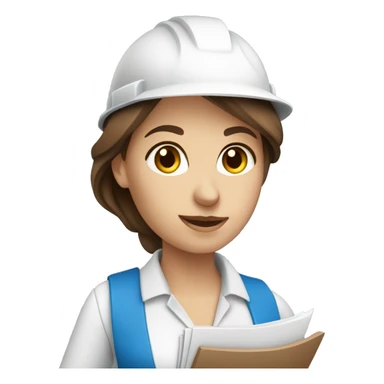woman profession architect holding blueprints. She has blue eyes and brown hair sticker