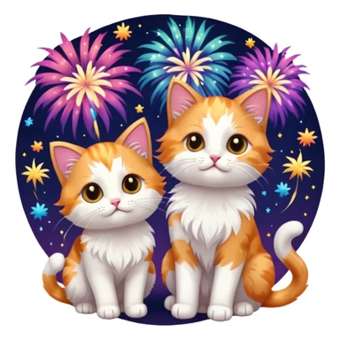 Cute kittens with pretty fireworks sticker