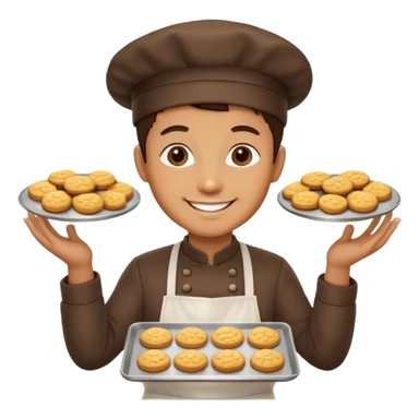 a baker holding a tray of cookies sticker