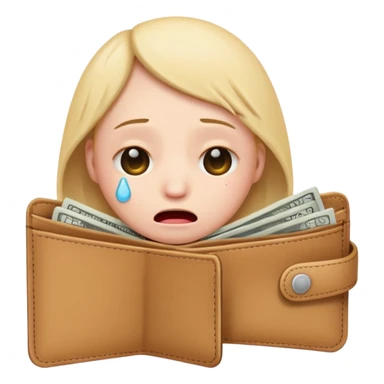 emoji that has no job and is crying with a open wallet and no money in it sticker