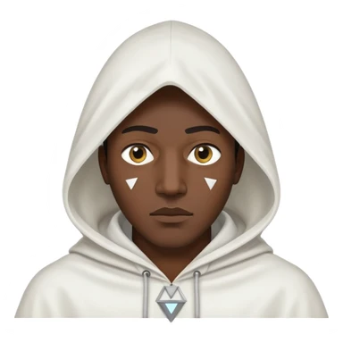 Black man wearing a triangular white hood with only eye holes sticker