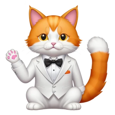 Orange cat with a white tuxedo and white paws with the anime stressed symbol  sticker