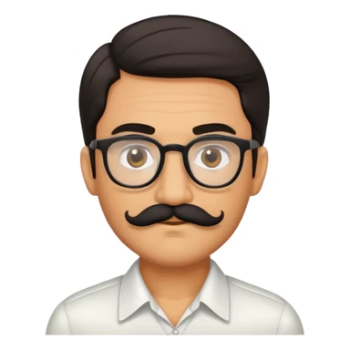 Olive colored man/broWn eyes/with thick glasses and black mustache and medium length hair sticker