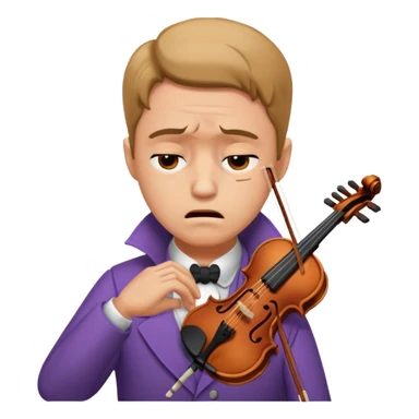 a violinist having a neck strain. he is in pain. sticker