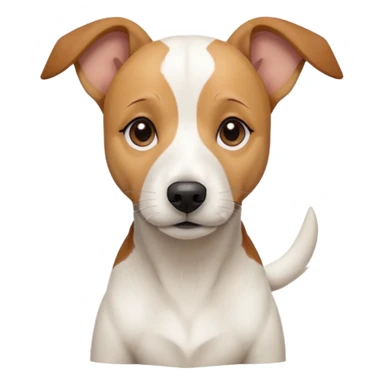 a full body facing front on of a buff white beagle cross jack russell terrier looking dog the size of a kelpie with light brown long ears resting on its face and a light brown patch above one eye and a large snout. the rest of the dog is completely white.  sticker