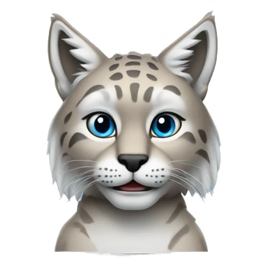 A blue lynx with a laptop sticker