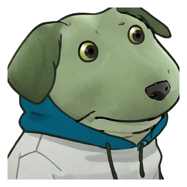 Dog wearing a hoodie sticker