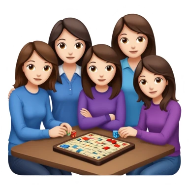 4 brunette friends playing board game sticker