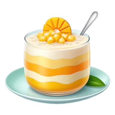 Hong Kong mango pomelo sago dessert with soft pastel colors sticker