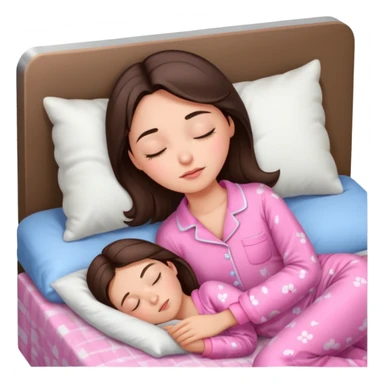 Brunnete girl sleeping withh pink pijamas sticker