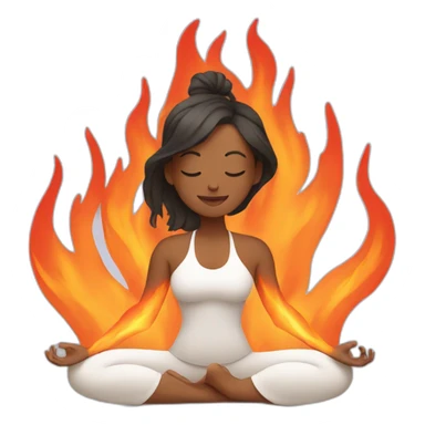 woman doing yoga surrounded by fire sticker