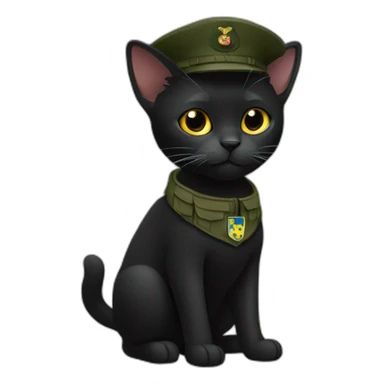 black ukraine cat with military t-shirts sticker
