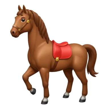horse standing, isometric view, apple emoji style sticker