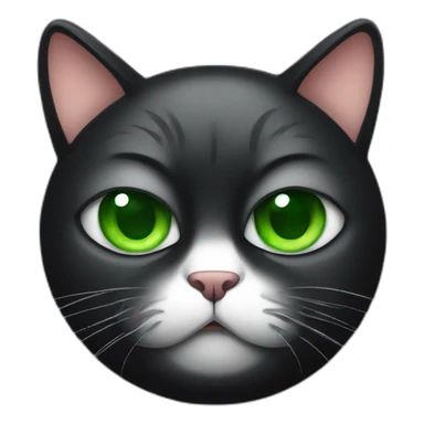 grumpy fat black cat with green eyes sticker