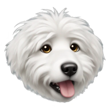 white fluffy dog with one ear up and one ear down, tongue out sticker