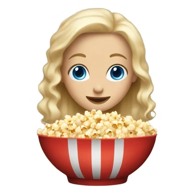 Blonde girl blue eyes eating popcorn sticker