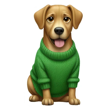 Dog wearing a green sweater sticker