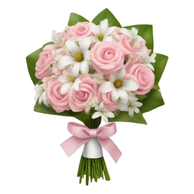 light pink bow tied on light pink and white flower bouquet  sticker