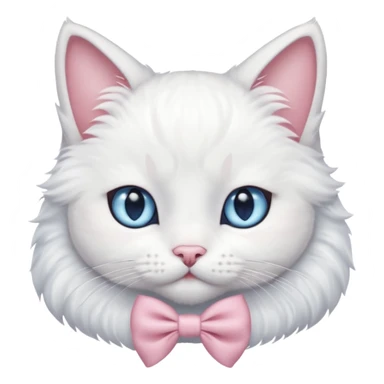 white cat blue eyes light pink bow in ear sticker