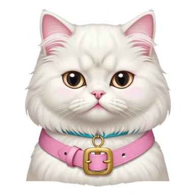 White Persian cat with pink belt  sticker