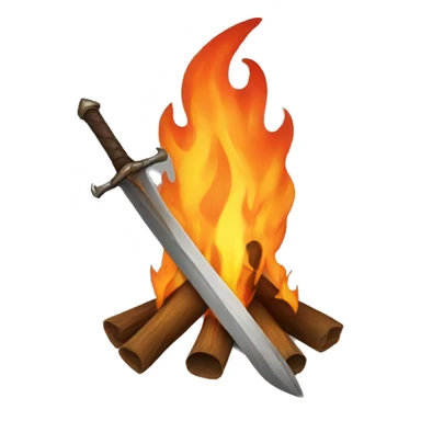 bonfire with a sword in the middle of the flames sticker