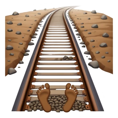 footprints near train tracks  sticker