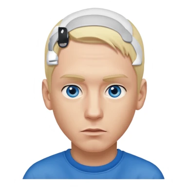 Eminem with blue eyes, blonde hair sticker