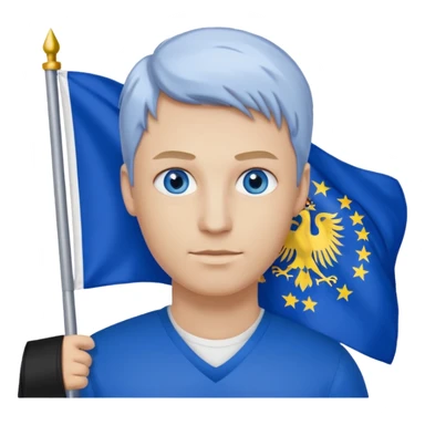 Create a man with bosnia flagg in his hand with blue eyes blond here sticker