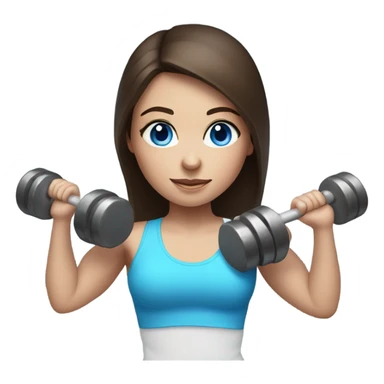 Realistic brunette girl with bright blue eyes lifting weights sticker