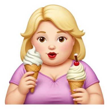 Fat lady eating ice cream sticker