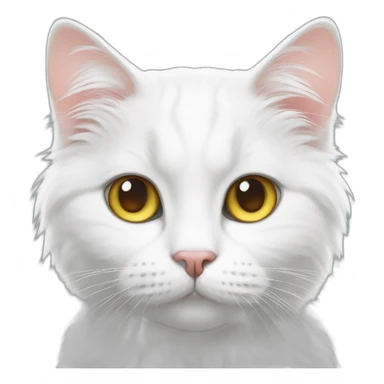 white fluffy cat with heterochromia sticker