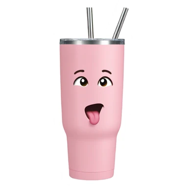 Pastel pink, 40 oz tumbler with handle, and straw sticker