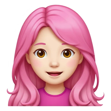 wonyoung as an apple-style emoji, cheerful expression, long hair, pink accents sticker