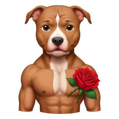 pitbull with red rose tattoo sticker