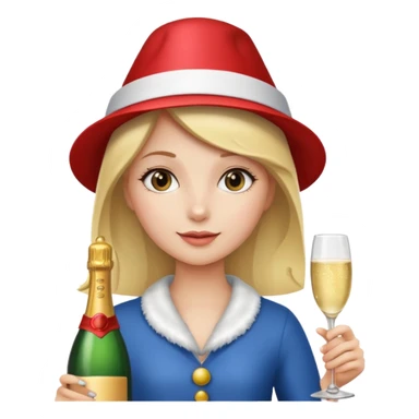 girl holdin only Champagne bottle with party cap. sticker