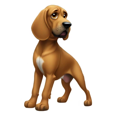 A  bloodhound dog standing erect on its hind legs in a boxing match. sticker