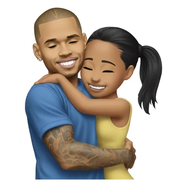 Hyper Realistic Chris Brown hugging Karruche Tran sticker