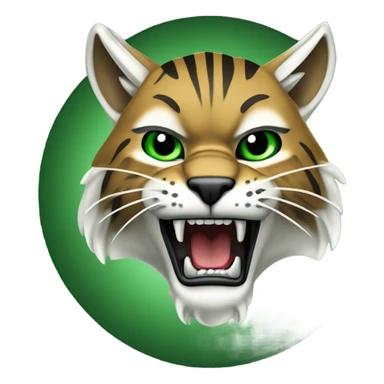 The word ‘OHIO’ in bold, green, uppercase letters, with a fierce-looking bobcat mascot illustration below the text. The bobcat is depicted with sharp teeth and intense eyes, symbolizing strength and determination. sticker
