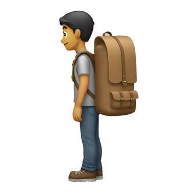 courrier with backpack goes to the right, he sees to the right sticker