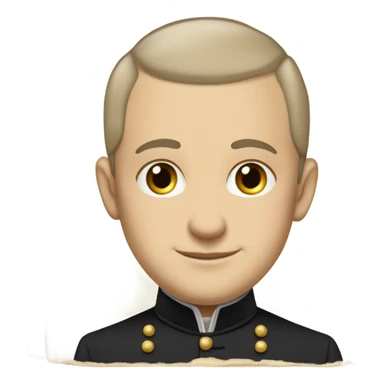 Ivan Kharytonenko, a famous Ukrainian philanthropist from Sumy. The emoji should depict him with a kind and noble expression, bald head and a well-groomed whiskers, and dressed in elegant 19th-century attire—such as a dark frock coat and a high-collared shirt. Include subtle details that reflect his status as a patron, such as a small book or a symbolic gesture of generosity (e.g., holding a coin or extending a hand) sticker