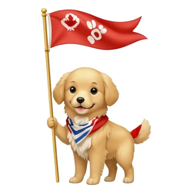 a full body of cute golden hold the flag sticker