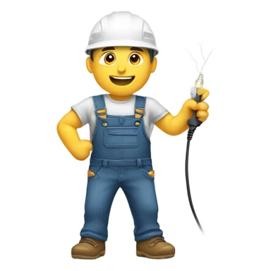 electrician holding high voltage cord sticker