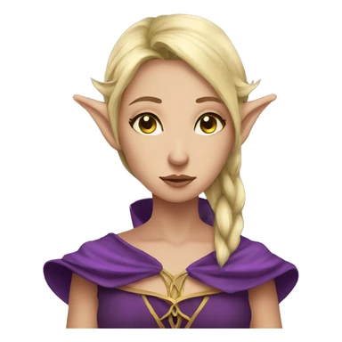 Noble female Elf with Elf ears and blonde hair and purple robes sad sticker