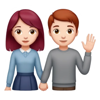 Burgundy haired girl holding boyfriends hand sticker