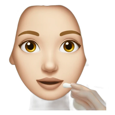 white girl applying cosmetic cream on face sticker