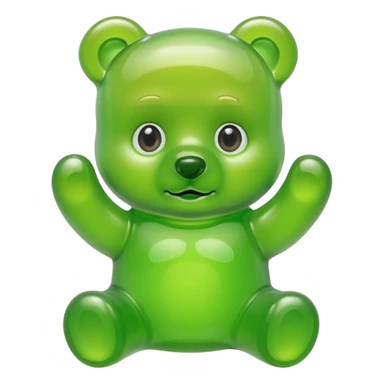 green gummy bear with eyes and blond hair sticker