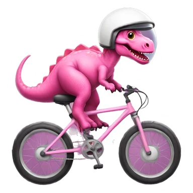 pink dinosaur  with a astronaut helmet on his head on a bike sticker